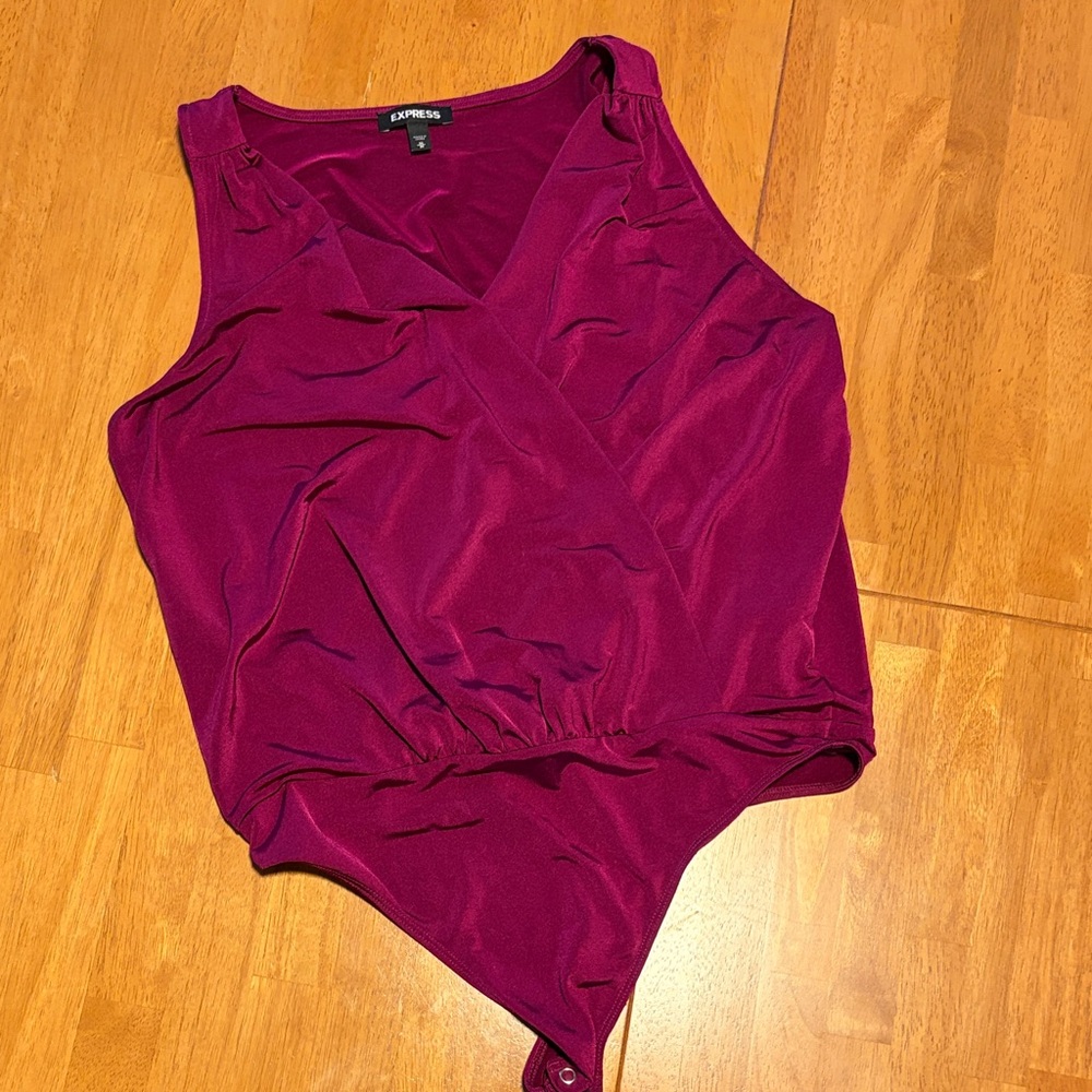 Express Fuchsia Wrap-Front Bodysuit